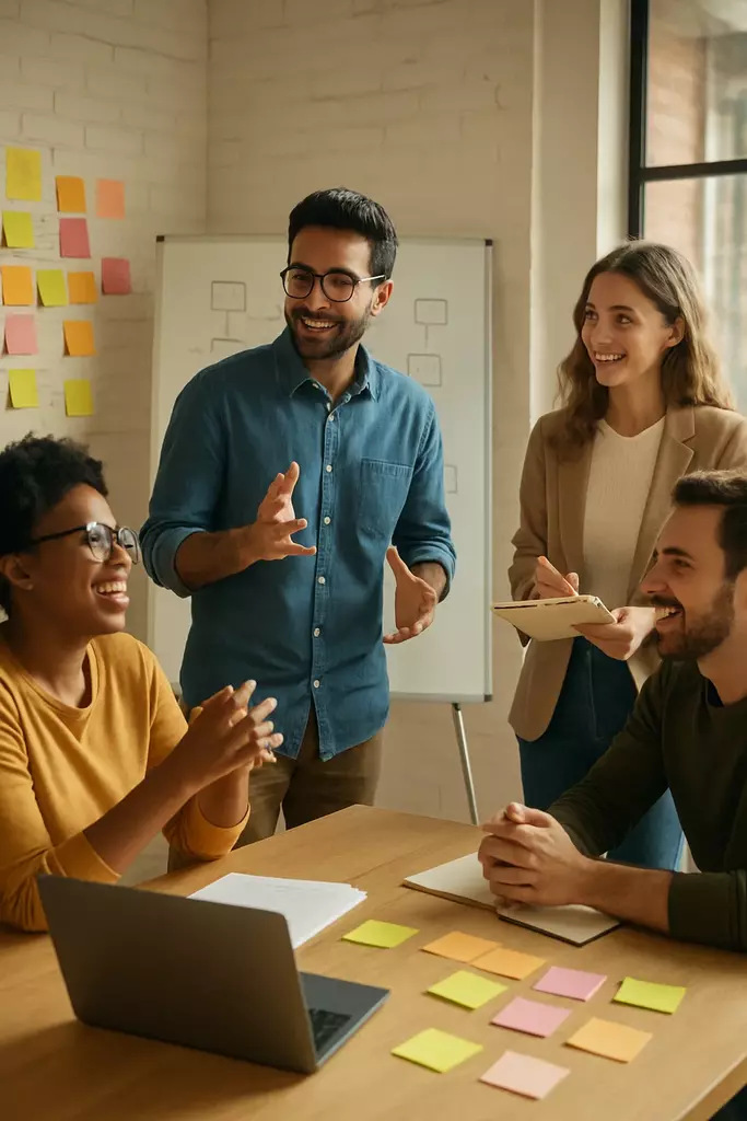 Agiles Team diskutiert lebhaft in einem Workshop – verdeutlicht die Bedeutung von Mindset in der Transformation.